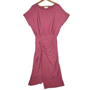 Moulinette Soeurs Anthropologie Midi Dress Women's Small Wine Red Etta Ruched